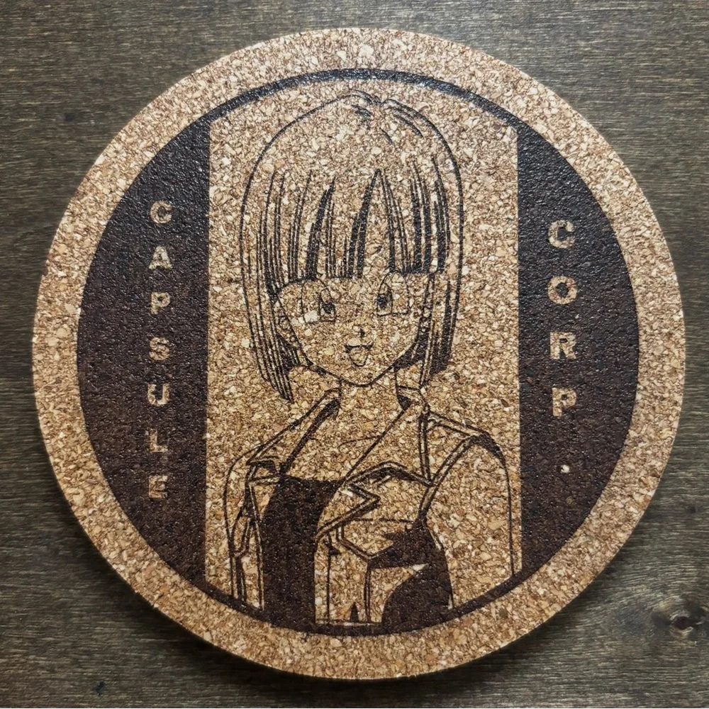 Dragon Ball Z Bulma Capsule Corp Laser Engraved Cork Coaster